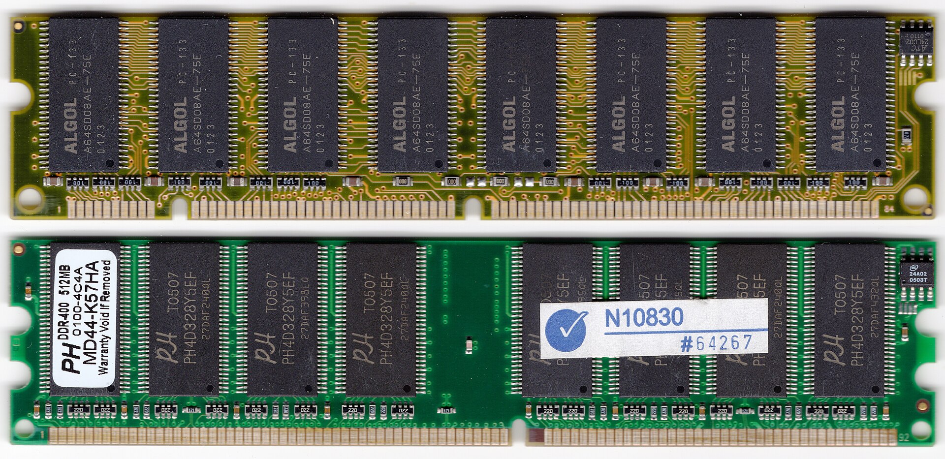 Memory modules — gold-bearing, but arriving mixed with copper, nickel, tin and iron.