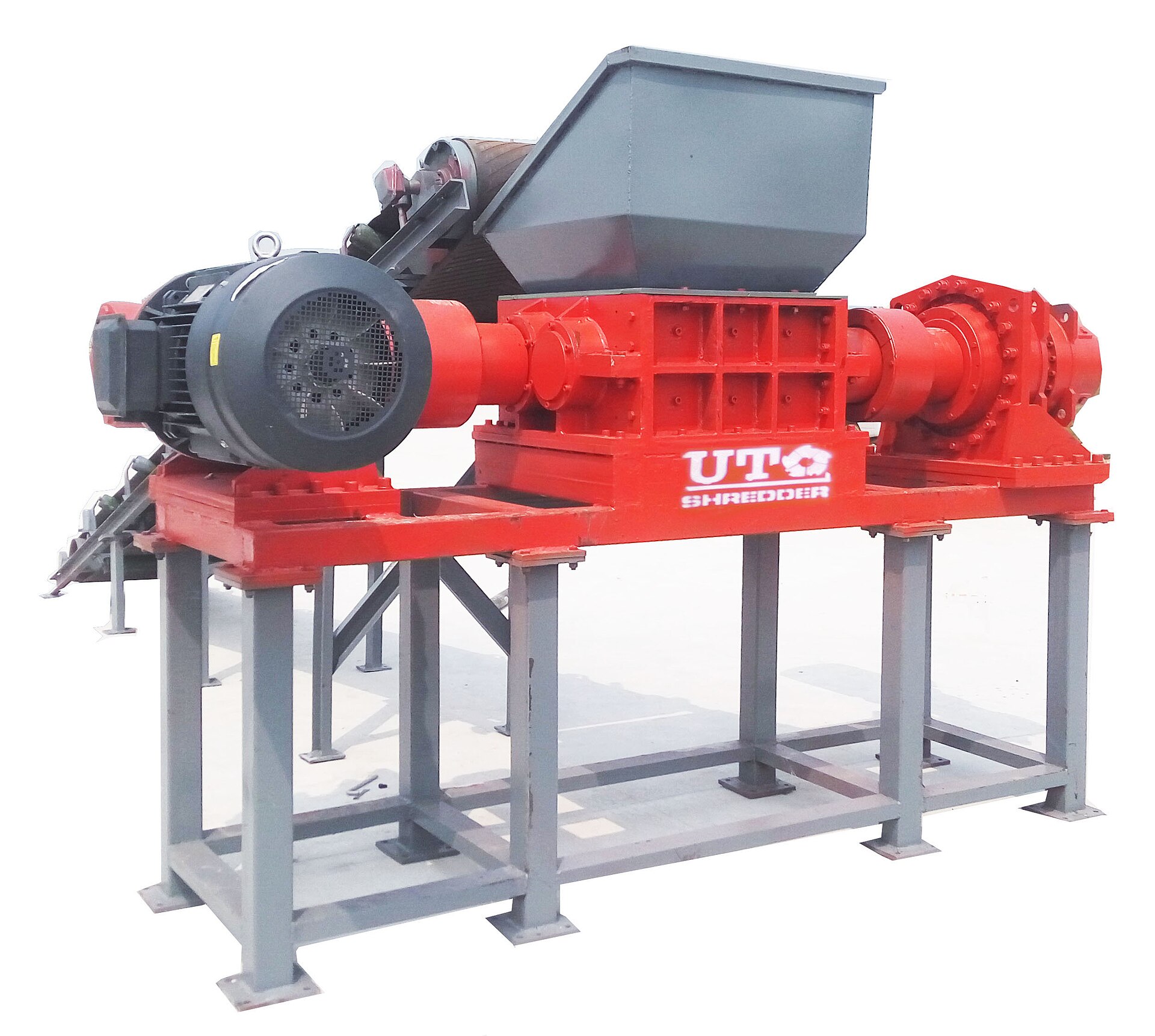 A twin-shaft shredder. Size reduction is easy; clean separation of the fractions it produces is the hard part.