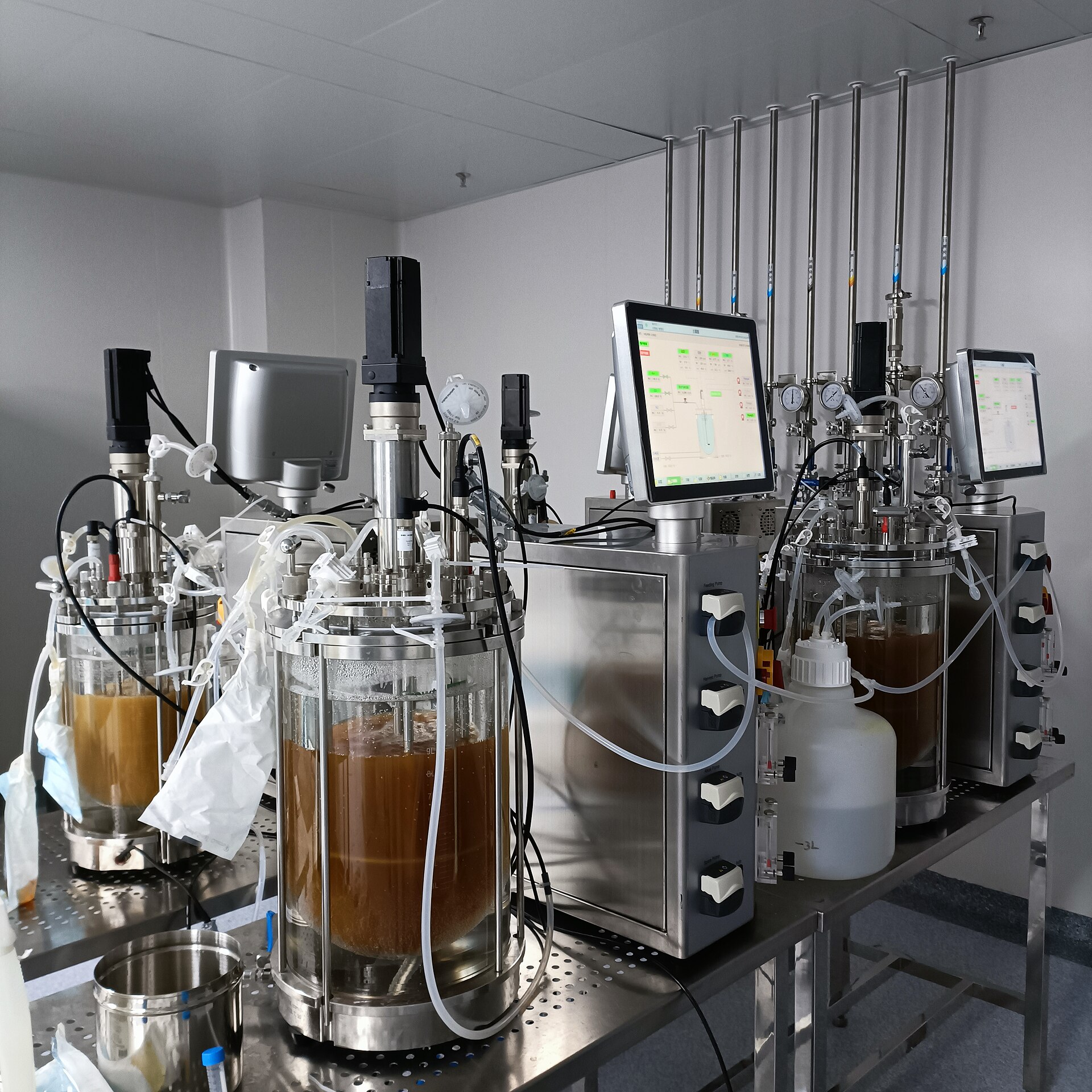 Bench-scale bioreactor. Titres and accumulation percentages come from vessels this size.