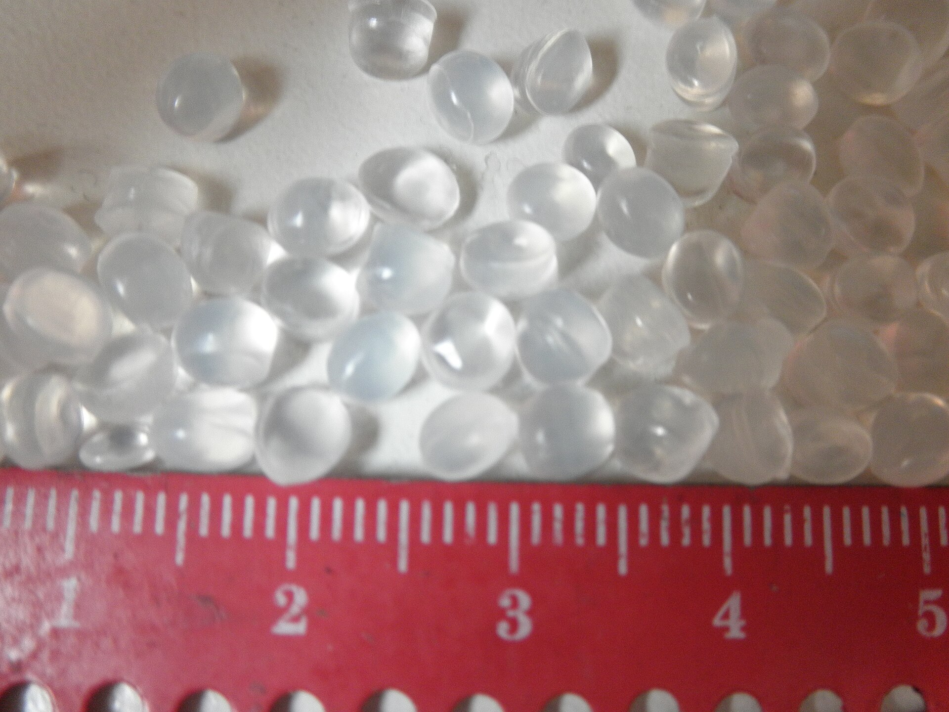 Polyethylene pellets. The end state of a thermo-mechanical loop is material like this — which is also a reminder that the loop is only as good as the collection feeding it.